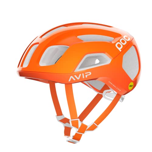 POC Ventral AIR MIPS Rennradhelm - Fahrradhelm mit präzisen Belüftungsöffnungen und integrierten Kanälen für einen kontrollierten Lufteintritt M (54-59), Fluorescent Orange AVIP von POC