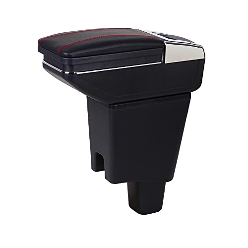 PODIYCOTZ Modifizierte Armlehnenbox, Armlehne für Perodua Axia, zweilagige Mittelkonsole, Aufbewahrungsbox mit USB-Lade-Getränkehalter (A Styke Beige) von PODIYCOTZ