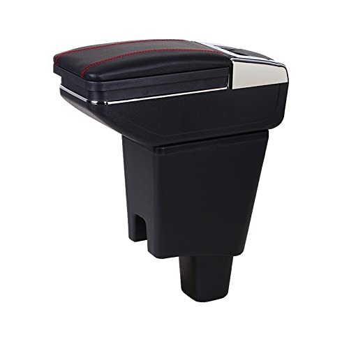PODIYCOTZ Modifizierte Armlehnenbox, Armlehne für Perodua Axia, zweilagige Mittelkonsole, Aufbewahrungsbox mit USB-Lade-Getränkehalter (D-Styke, komplett schwarz) von PODIYCOTZ