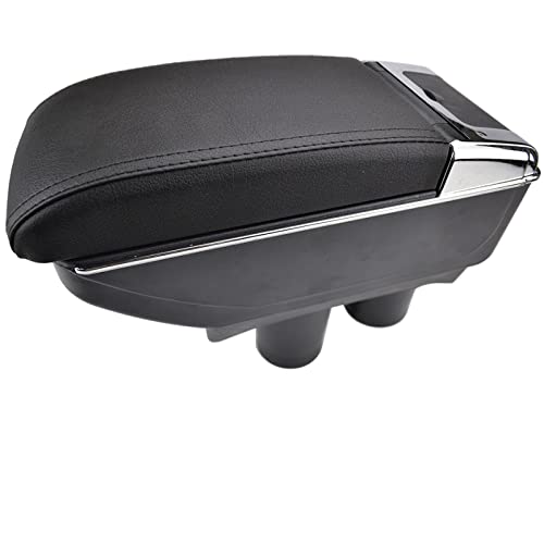 PODIYCOTZ Modifizierte Armlehnenbox, Mittelkonsole, Aufbewahrungsbox, PU-Leder, zweilagig, 2012–2017, Armlehnen-Tablett für Peugeot 301 C-Elysee 2013–2016 (schwarzes Gewinde) von PODIYCOTZ
