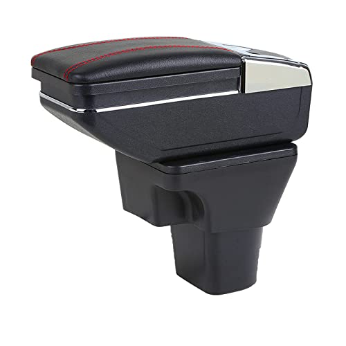 PODIYCOTZ Modifizierte Armlehnenbox für Hyundai Accent Verna 2006–2011, PU-Leder, drehbar, Aufbewahrung, Inhalt, Mittelkonsole, Aufbewahrung, großer USB (C Stil, komplett schwarz) von PODIYCOTZ