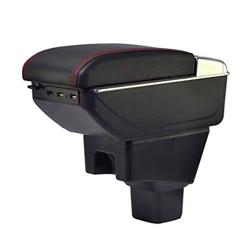 PODIYCOTZ Modifizierte Armlehnenbox für Suzuki Sx4 2007–2013, Mittelkonsole, Aufbewahrung mit einziehbarem Aschenbecher, USB-Ladegerät, großer Platz (B Stil, Schwarz / Weiß) von PODIYCOTZ