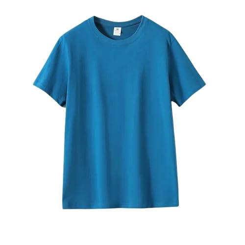 POECE T Shirt Herren Herren-t-Shirt-Baumwolle Für Männliche Runde Nacken Männer T-Shirt Kurzarm Bottoming Mann T-Shirt-blau-XL von POECE