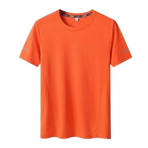 POECE T Shirt Herren T-Shirt Big Size 9XL Für Männer Schnell Trocknen T-Shirt Für Männer Runde Hals Plus Größe Kurzärmel Übergroße T-shirt-orange-5xl Für 145-155 Kg von POECE