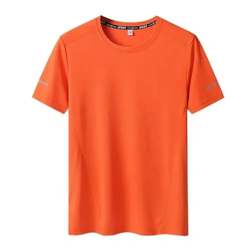 POECE T Shirt Herren T-Shirt Große Größe Für Männer Schnell Trocknen T-Shirt Für Männer Rund Hals Plus Größe Kurzarm-orange-6xl Für 110-120 Kg von POECE