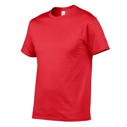 POECE T Shirt Herren T-Shirt Männer T-Shirt Einfacher Stil Männlich Lässiges T-Shirt Kurzarm O Hals Plus Size-rot-l-Chest 104 cm von POECE