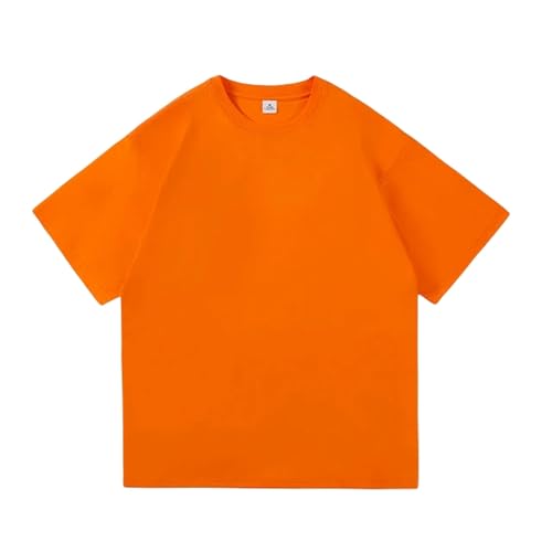 POECE T Shirt Herren Übergroße Baumwoll-t-Shirts Sommer Schwarzer T-Shirts Modische Klassische Vintage T-Shirt-orange-XL von POECE