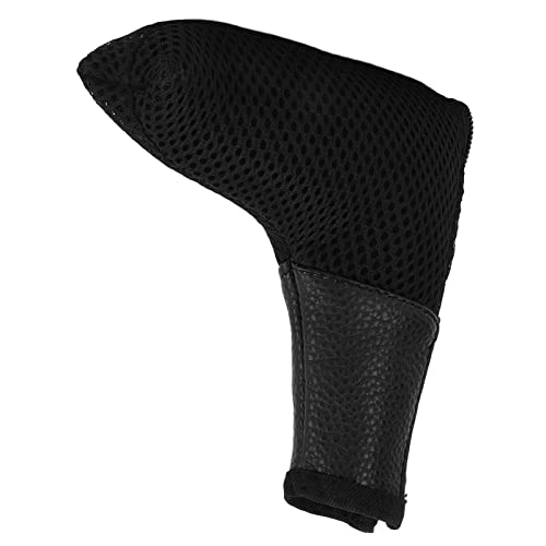 L-förmige Golfschläger-Abdeckung, Mesh-Golfschläger-Kopfabdeckung mit Reißverschluss, Gewebter Stoff, Leder, Putter-Schlägerkopf-Schutztasche (Black) von POENVFPO