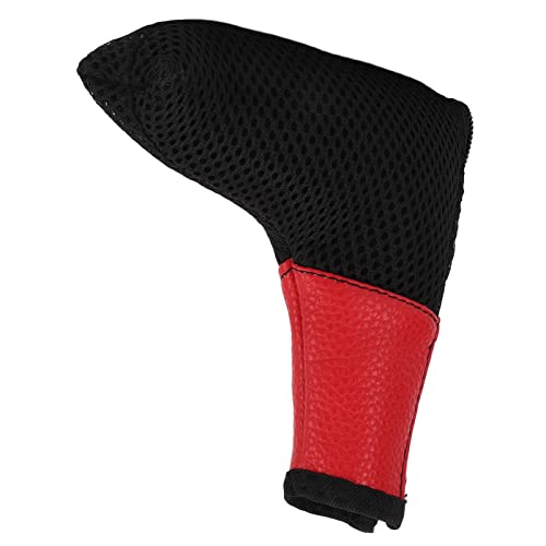 L-förmige Golfschläger-Abdeckung, Mesh-Golfschläger-Kopfabdeckung mit Reißverschluss, Gewebter Stoff, Leder, Putter-Schlägerkopf-Schutztasche (Rot) von POENVFPO