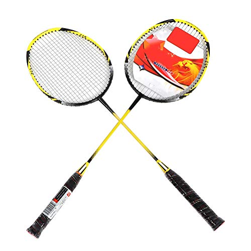 POENVFPO 1 Paar Badmintonschläger, Tragbarer Sport-Badmintonschläger aus Hochfester Aluminiumlegierung mit Tragetasche für das Fitnessstudio Im Hinterhof von POENVFPO