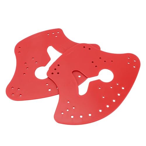 Schwimm-Handpaddel für das Schoßtraining, Verstellbare PP-Silikon-Handflossen, Flipper-Ausrüstung für Alle Niveaus (Rot) von POENVFPO