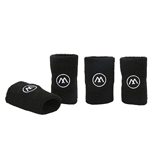 Sport-Armband, Handgelenk-Schweißbänder für Fitnessstudio, Yoga, Sport-Armband aus Polyester-Baumwolle, Sportliches Schweißabsorbierendes Armband für Bandagen-Pads (Black) von POENVFPO