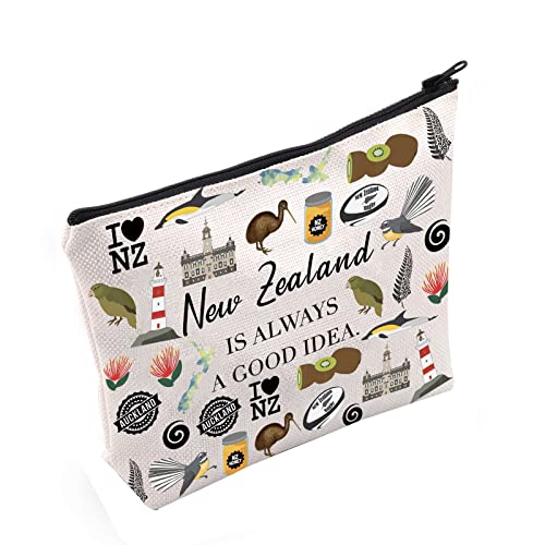 POFULL Neuseeland-inspiriertes Geschenk Neuseeland ist immer eine gute Idee, Kosmetiktasche, Neuseeland-Liebhaber, Geschenk, Kosmetiktasche "New Zealand Is Always" von POFULL