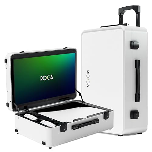 POGA LUX Playstation 5 Premium tragbare Konsole Reisetasche inkl. Trolley und 24'' AOC Gaming Monitor - Weiß (V2 - Bluetooth-Lautsprecher optional), weiß von POGA