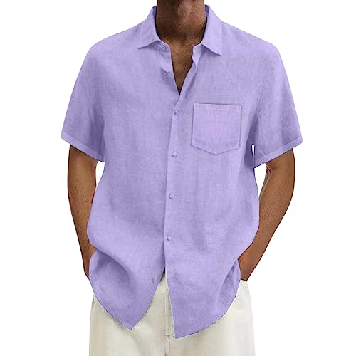 POIUIYQA Hemd Herren Kurzarm Kurzarm Freizeithemd Businesshemd Sommer Kurzarmhemd Herren Einfarbig Basic Shirt for Männer von POIUIYQA