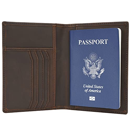 Polare Slim RFID-blockierende Reisepasshülle aus Leder, Reisepasshülle für Herren, Dunkelbraun, S, Bifold Leather Passport Holder von POLARE ORIGINAL