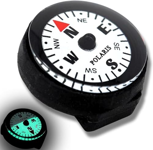 POLARIS Mikro-Kompass, wasserdicht, 60 m, Armband, Paracord-Armband, Kompasse, leuchtet im Dunkeln, leicht zu lesendes Design, Camp-Orientierung, Überleben, Unterwasser-Tauchen, 2 Stück von POLARIS