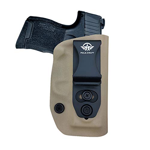 IWB Tactical KYDEX Pistolenholster for Sig Sauer P365 Pistolenhalfter Hängend Verdeckte Versteckte Pistole Case Waffenholster (Tan, Right Hand Draw (IWB)) von POLE.CRAFT