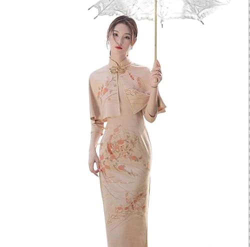 PONERY Cocktailkleider Für Damen - Vintage Cheongsam Kleid Frauen Traditionelle Chinesische Kleidung Herbst Chic Jacquard Spitze Qipao Ausschnitt Sexy Asiatische Kleidung, Wie Gezeigt, M von PONERY