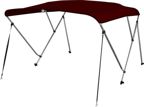 PONTTOR Bimini Top Deluxe Sonnenschutz mit 3 Armen, Aluminium, B155-168xL183xH117cm, weinrot Bootsverdeck Bootsabdeckung Sonnenverdeck von PONTTOR