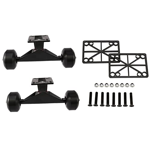 POOSR 2 SäTze Skateboard Aluminium Legierung Skateboard Trucks Gummi Allrad Longboard Teile Mini Cruiser, Schwarz von POOSR