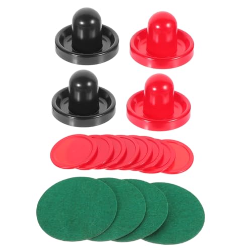 POPETPOP 16 Stück Teiliges Air Hockey Pucks und Paddles Set Ergonomische Hockey Drücker Rot und Dunkelblau Filzslider Ersatzteile für Airhockey Tischspiele Komfortabel und Langlebig von POPETPOP
