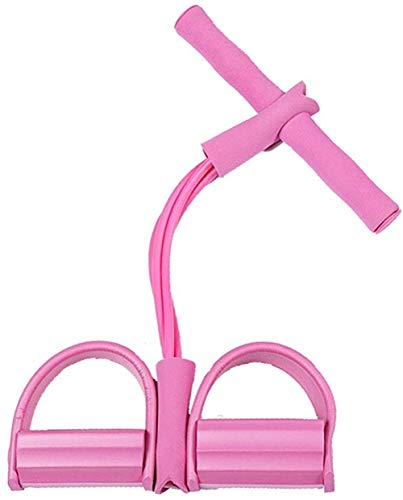 POPOTI Foot Pedal Exercise Band, Sit Up Bodybuilding Expander Rally Elastic Rope 4-Tube Pull Rope Fitness Accessories for Abdomen Waist Arm Training Resistance Band (Pink) von Popoti