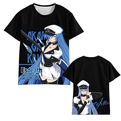 POPRETR Akame Ga Kill Anime Print T-Shirt Akame＆Esdeath 3D Vollfarbige Baumwolle Halbarm Casual Unisex Kurzarm Erhältlich In 8 Größen XXS Bis 5XL von POPRETR