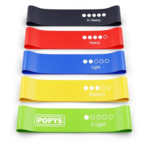 POPYS Set 5 fitnessbänder - Resistance Bands - theraband - fitnessband - widerstandsbänder - Fitness bänder (Mehrfarbig) von POPYS
