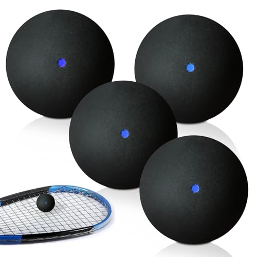 PORFOYO Squash Bälle, 4er-Set Sport Squash Ball, Gummi-Squashbälle, Sport-Wettkampf-Squashball Für Training Anfänger Wettbewerb von PORFOYO