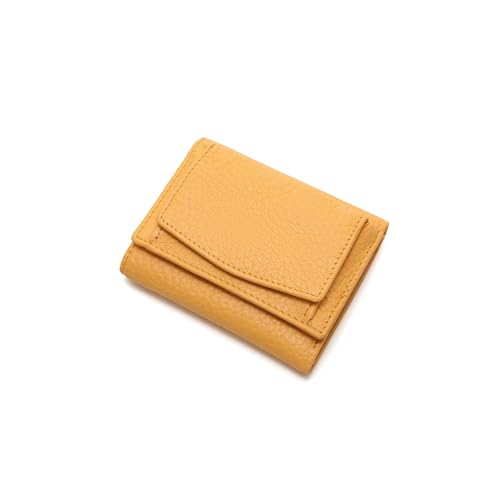 PORRASSO Damen Geldbörse Minimalistische Geldbeutel RFID Schutz Kleine Portemonnaie Leder Kreditkartenetui mit 8 Kartenfächern Brieftasche Gelb von PORRASSO