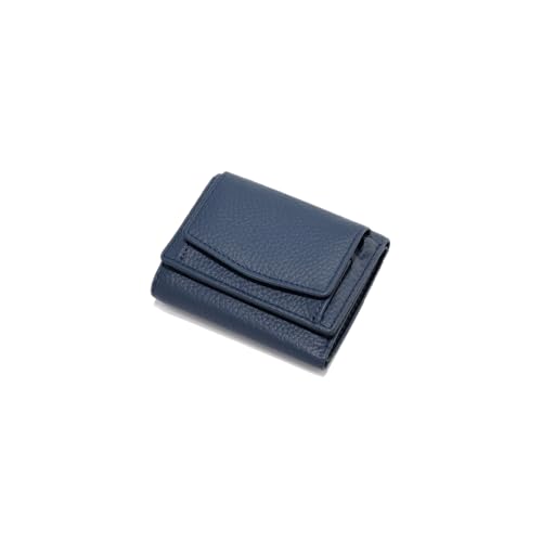 PORRASSO Damen Geldbörse Minimalistische Geldbeutel RFID Schutz Kleine Portemonnaie Leder Kreditkartenetui mit 8 Kartenfächern Brieftasche Marineblau von PORRASSO