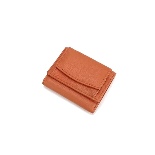 PORRASSO Damen Geldbörse Minimalistische Geldbeutel RFID Schutz Kleine Portemonnaie Leder Kreditkartenetui mit 8 Kartenfächern Brieftasche Orange von PORRASSO