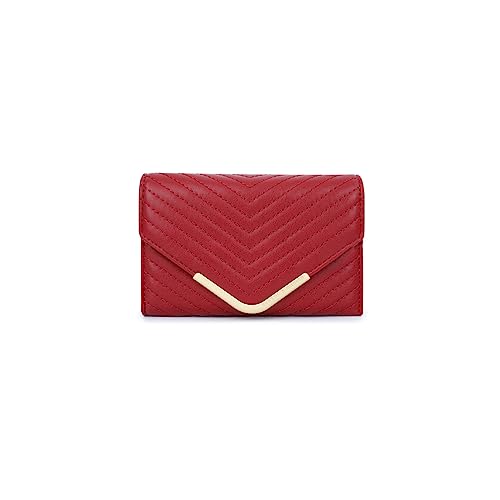 PORRASSO Damen Geldbörse Mode Geldbeutel Portemonnaie PU Kreditkartenetui Frauen Brieftasche mit 7 Kartenfächern Rot von PORRASSO