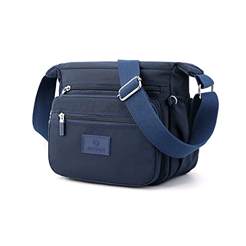 PORRASSO Damen Umhängetasche Casual Schultertasche Multi Tasche Nylon Handtasche für Reisen Wandern Täglichen Gebrauch Blau von PORRASSO