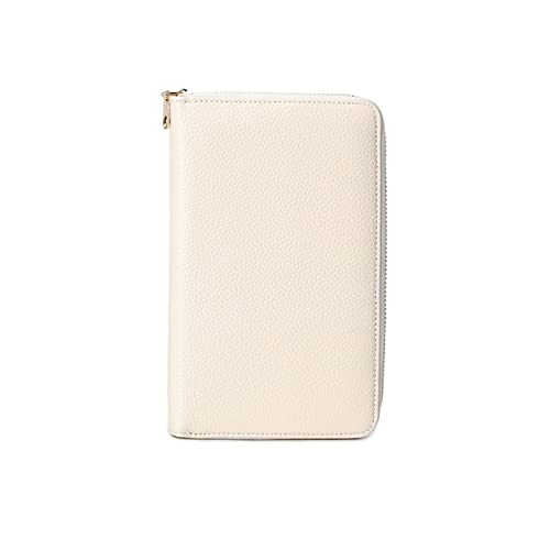 PORRASSO Reisepasshülle Reisezubehör mit RFID-Blocker Schutzhülle Tasche für Kreditkarten Leder Reisepass Tasche Damen Travel Passport Wallet Weiß von PORRASSO