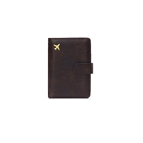 PORRASSO Reisepasshülle Reisezubehör mit RFID-Blocker Schutzhülle Tasche für Kreditkarten PU Reisebrieftasche Reisepass Organizer Herren Damen Passport Holder Kaffee von PORRASSO