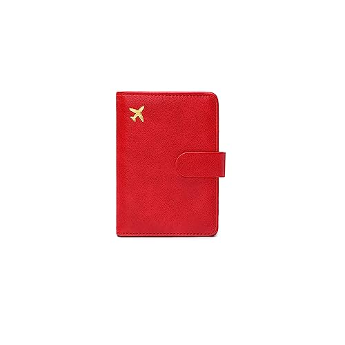 PORRASSO Reisepasshülle Reisezubehör mit RFID-Blocker Schutzhülle Tasche für Kreditkarten PU Reisebrieftasche Reisepass Organizer Herren Damen Passport Holder Rot von PORRASSO