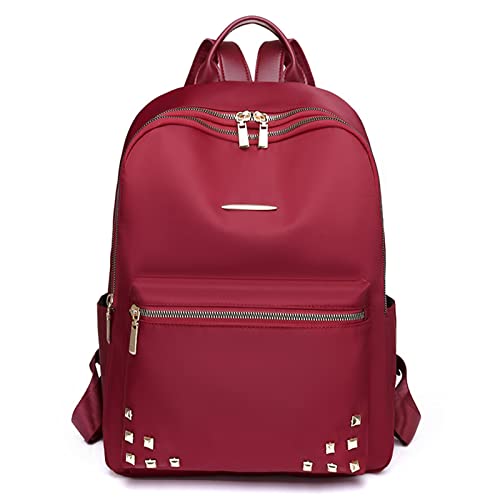 PORRASSO Rucksack Damen Daypack Casual Rucksäcke Frauen Oxford-Stoff Rucksack mit Gepäckband für Schule Arbeit Reise Rot von PORRASSO