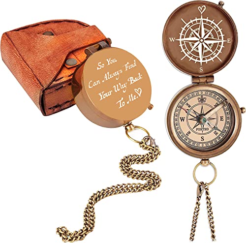 PORTHO Personalisierter Kompass für ihn/ihren Ehemann, luxuriöses Geschenk von PORTHO