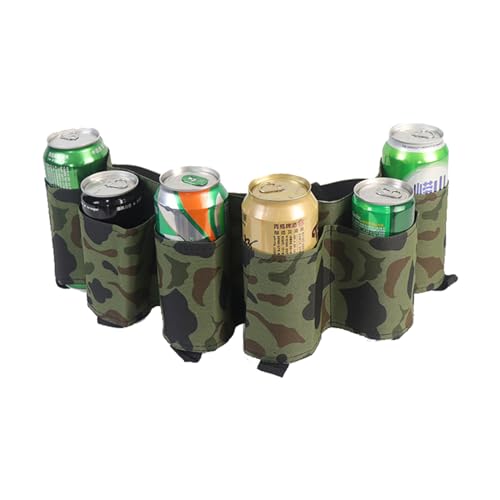 Biergürtel Bierholster für 6 Bierflaschen oder Dosen, Portable Trinker Bier Soda kann Gürtelhalter 6 Getränke für Camping Wandern Outdoor Party (grün) von PORUPAEL