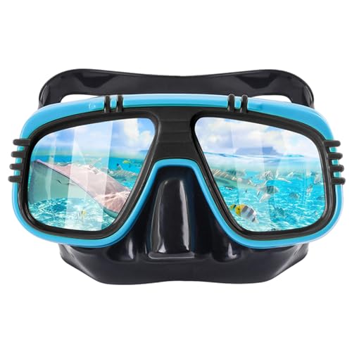 Erwachsene Tauchmaske Schnorchelbrille Schwimmbrille Herren 180°Panorama HD Anti Nebel Taucherbrille mit Nasenabdeckung für Unisex Erwachsene Schnorcheln Schwimmen (Schwarz Blau) von PORUPAEL