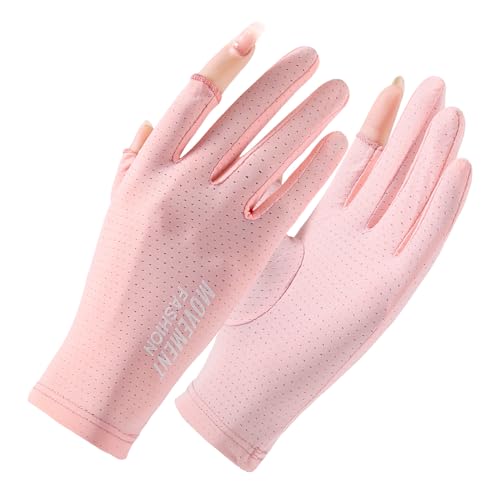 PORUPAEL UV Shield Handschuhe Sonnenschutz Handschuhe Damen UV Schutzhandschuhe Sommer Fahren Handschuhe rutschfeste Handschuhe Für Golf Fahren Angeln (Rosa) von PORUPAEL