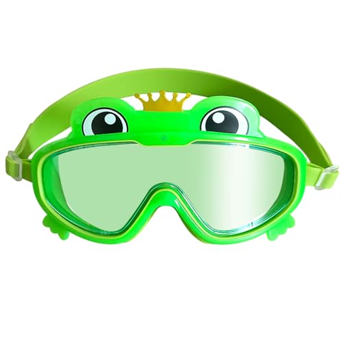 Taucherbrille Kinder, Schwimmbrille Kinder für Jungen Mädchen Jugendliche,Tauchmaske Schnorchelmaske mit Nasenabdeckung 180°Panorama HD Anti Nebel Anti-Leck für Kinder 3-15 Jahre (grüner Frosch) von PORUPAEL
