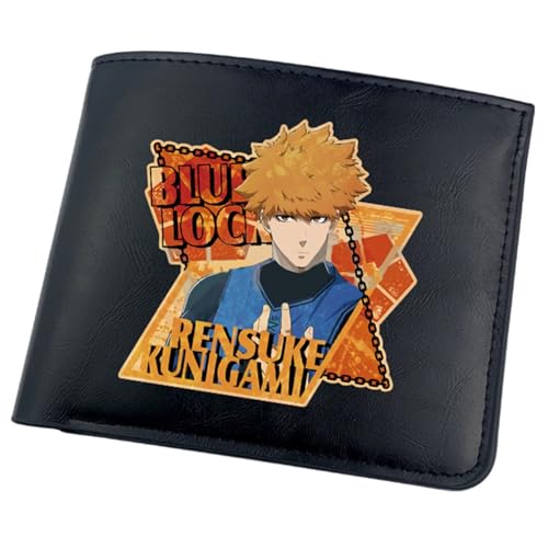 POWERFY Blue Lo-ck Anime Geldbörse, Karikatur Charaktere Kleine Geldbörse, PU-Leder Geldbörse Brieftasche Wallet, für Kinder Fans(Color:Black 4) von POWERFY