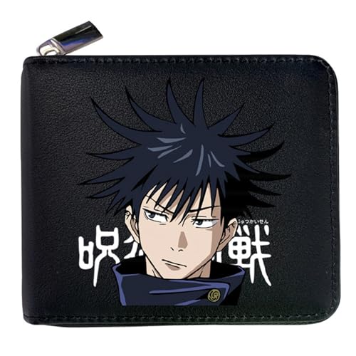 POWERFY Jujut-su Kais-en Anime Wallet, Reißverschluss Portemonnaie Leder, Schlüsselanhänger Geldtasche (Color:Black 12) von POWERFY
