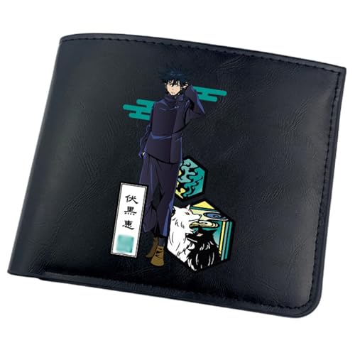 POWERFY Jujut-su Kais-en Portmonee Anime, Zweifach Gefalteter Geldbörse Klein, PU-Leder Wallet Geldbörsen mit Münzfach, für Ausweis Banknote Münze Foto(Color:Black 2) von POWERFY