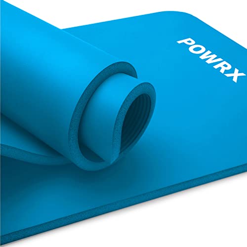 POWRX Gymnastikmatte | Yogamatte (Blau, 190 x 60 x 1 cm) Premium inkl. Tragegurt + Tasche + Übungsposter GRATIS I Hautfreundliche Fitnessmatte TÜV Süd bestätigt Phthalatfrei von POWRX