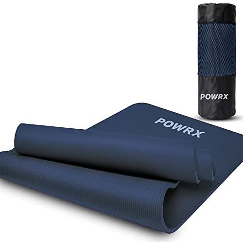 POWRX Gymnastikmatte Yogamatte (Navy 183 x 60 x 1 cm) 183 x 60 cm I Dicke: 1cm oder 1,5cm inkl. Tragegurt & Tasche versch. Farben von POWRX
