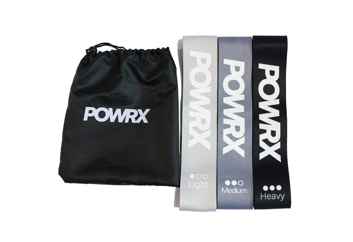 POWRX Kraftbänder, Hellgrau (Leicht) + Grau (Mittel) + Schwarz (Stark) Gymnastikpolyester von POWRX
